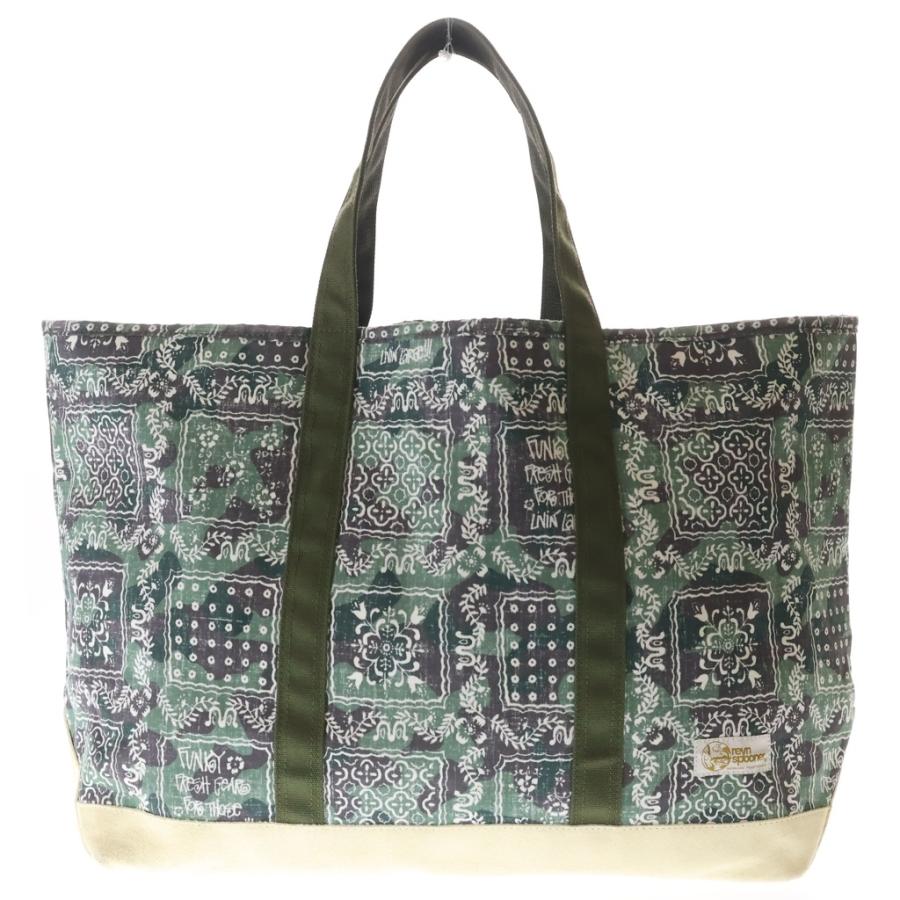 STUSSY ステューシー ×PORTER ×REYN SPOONER ポーター レインスプーナー ロゴパッチ バンダナ柄 トートバッグ グリーン STUSSY（ステューシー） ×PORTER ×REYN SPOONER ポーター レイン
