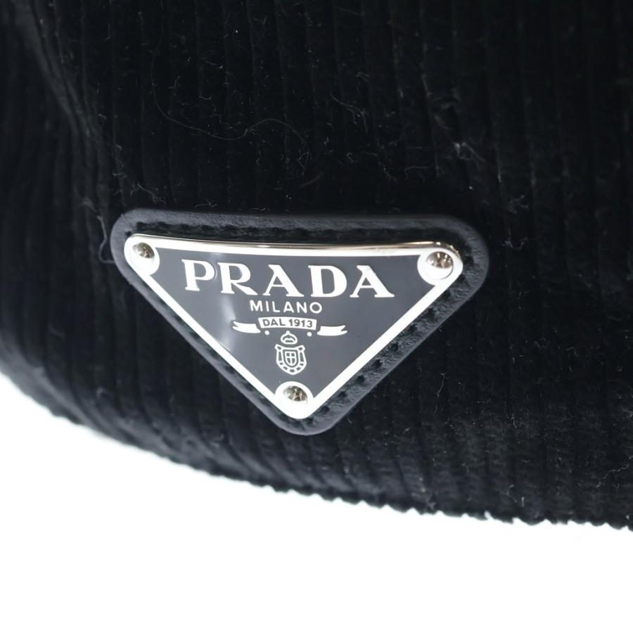 PRADA（プラダ） サイドロゴプレート6パネルキャップ コーデュロイ