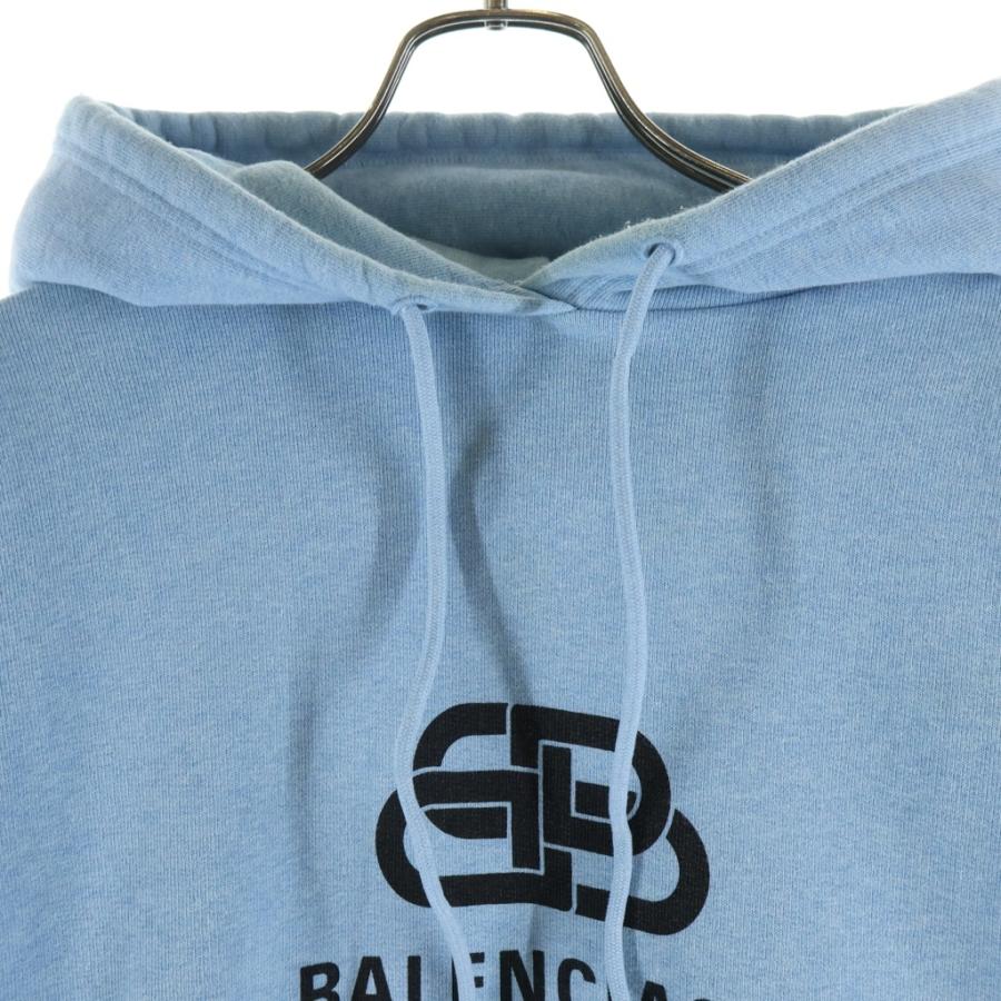 BALENCIAGA バレンシアガ 20SS BBロゴ フロントプリント プルオーバーパーカー フーディー ブルー 570811 THV78 BALENCIAGA（バレンシアガ） 20SS BBロゴ フロントプリント プル