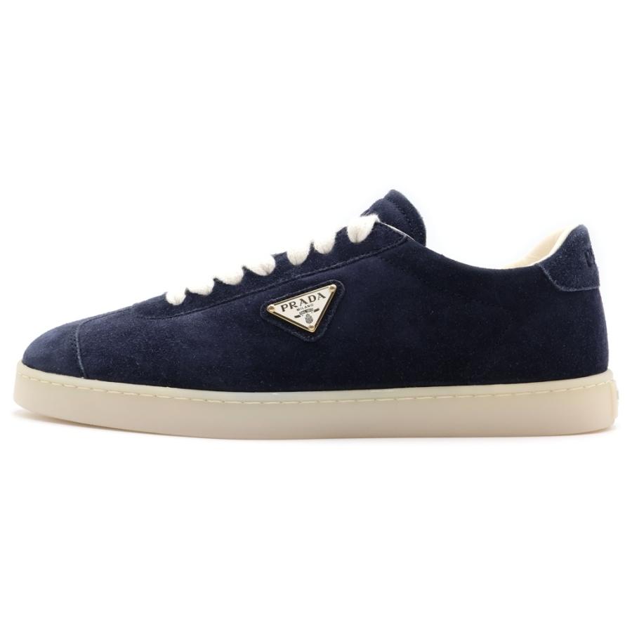 PRADA プラダ LANE レーン トライアングルロゴプレート スウェード ローカットスニーカー ネイビー 2EE394 PRADA（プラダ） LANE レーン トライアングルロゴプレート スウェード
