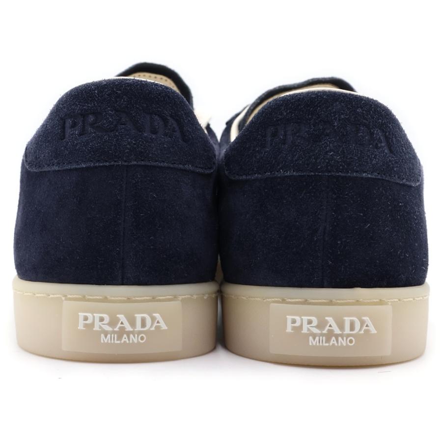 PRADA プラダ LANE レーン トライアングルロゴプレート スウェードローカットスニーカー ネイビー 2EE394 PRADA（プラダ） LANE レーン トライアングルロゴプレート スウェード