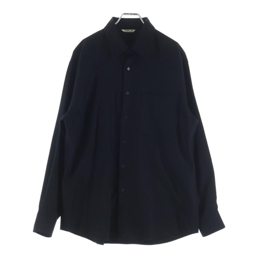 AURALEE オーラリー 22AW SUPER LIGHT WOOL SHIRTS スーパーライトウール レギュラーカラー長袖シャツ ブラック A22AS01OS AURALEE（オーラリー） 22AW SUPER LIGHT WOOL SHIRTS スーパーライト