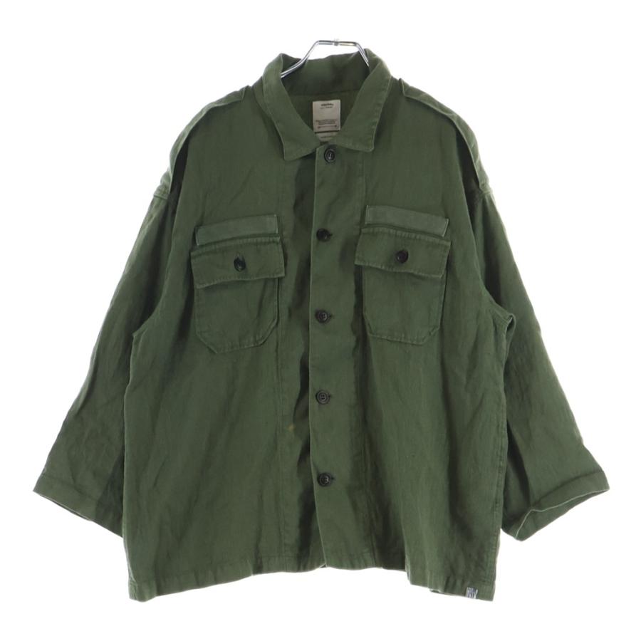 VISVIM ヴィスヴィム 24SS CANAAN L/S SHIRT リネンウール ミリタリーシャツジャケット カーキ 0124105011024 visvim（ヴィズヴィム） ヴィスヴィム 24SS CANAAN L/S SHIRT リネン