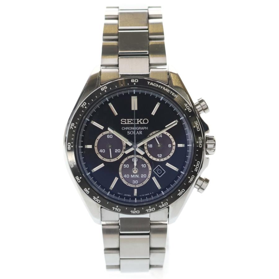SEIKO セイコー 黒文字盤 クロノグラフ ステンレス 腕時計シルバー V175-0FA0 SEIKO（セイコー） 黒文字盤 クロノグラフ ステンレス 腕時計シルバー