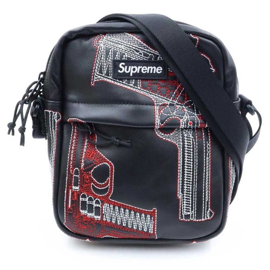 シュプリームショルダーバッグ26ss ブラック Supreme（シュプリーム） 26SS Guns Embroidered Leather Shoulder Bag