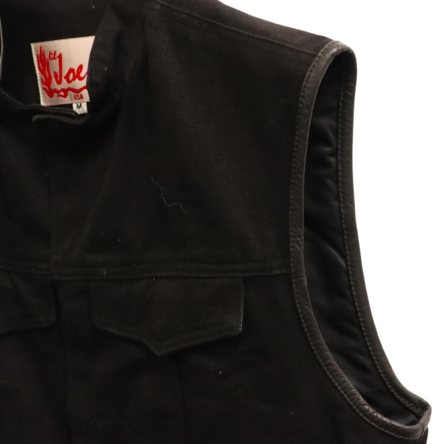 LIL JOES リルジョー レザー切り替え 裏地ナイロンデニム ベスト LIL JOES リルジョー レザー切り替え 裏地ナイロンデニム ベスト