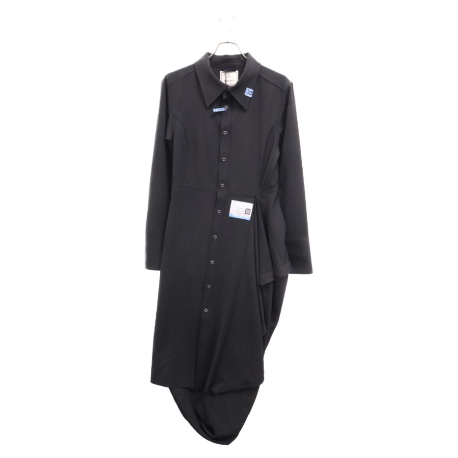 MIHARA YASUHIRO ミハラヤスヒロ Circle logo-patch flared shirt dress サークルロゴパッチ フレア 長袖シャツ ドレス ブラック B11DR172 MIHARAYASUHIRO ミハラヤスヒロ Circle logo-patch flared shirt dress