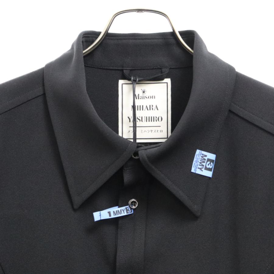 MIHARA YASUHIRO ミハラヤスヒロ Circle logo-patch flared shirt dress サークルロゴパッチ フレア 長袖シャツ ドレス ブラック B11DR172 MIHARAYASUHIRO ミハラヤスヒロ Circle logo-patch flared shirt dress
