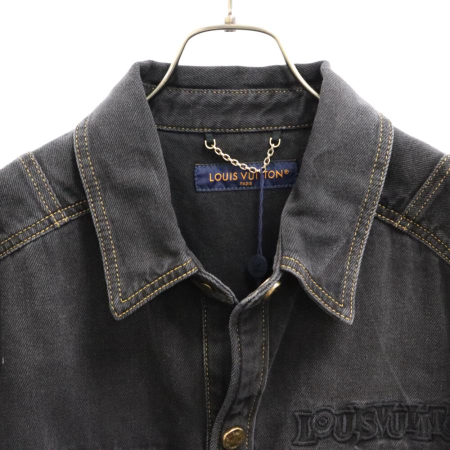 【ほぼ未使用】　ルイヴィトン　デニムジャケット　ロゴ刺繍　ゴールド金具　ステッチ LOUIS VUITTON（ルイ・ヴィトン） 23SS ロゴ刺繍 デニム 長袖シャツ 金