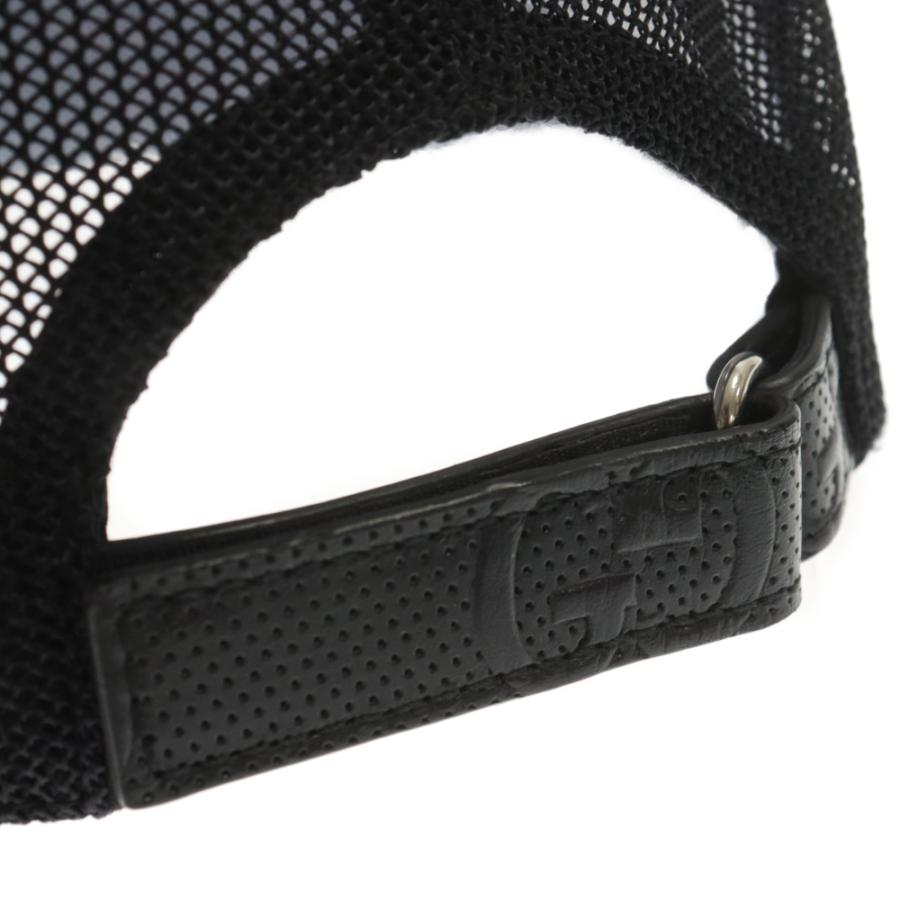 GUCCI GGロゴ メッシュ ベースボールキャップ ブラック XL59cm GUCCI（グッチ） GGエンボス 総柄 パンチングレザー ベースボール