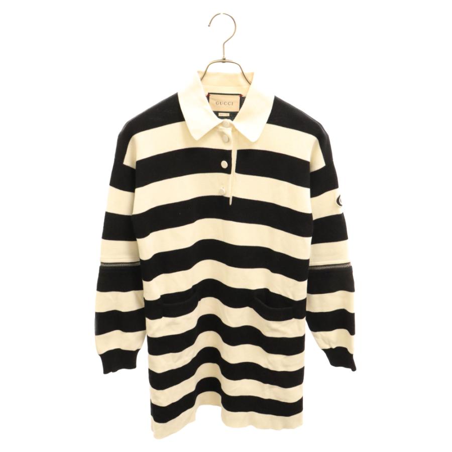 GUCCI（グッチ） 2Way Border Polo 袖ジップ 2ウェイ ポロワンピース 