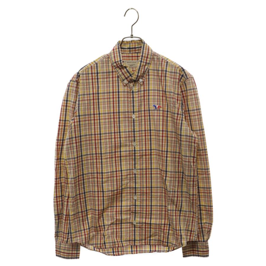 MAISON KITSUNE メゾンキツネ ボタンダウン チェック長袖シャツ マルチ 