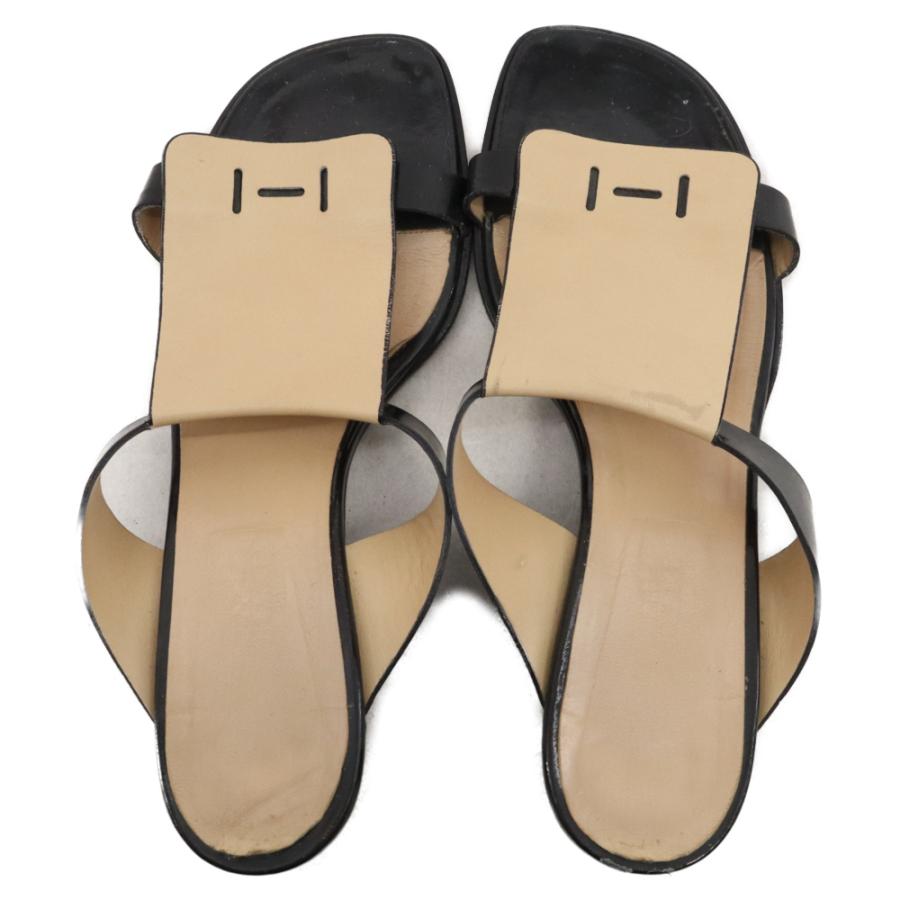 HERMES（エルメス） Hロゴ エナメル レザー ヒール ミュール サンダル