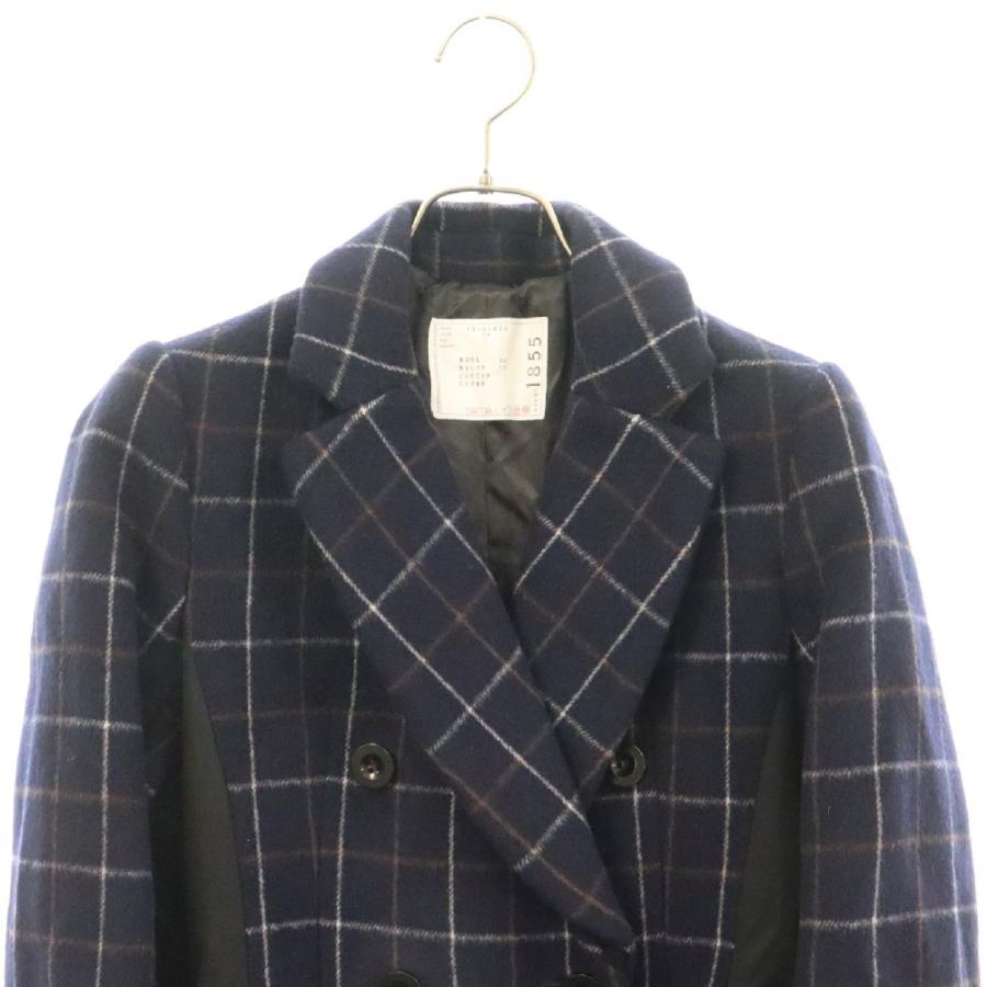 sacai（サカイ） チェック柄 ベルト付き ドッキング ウールコート
