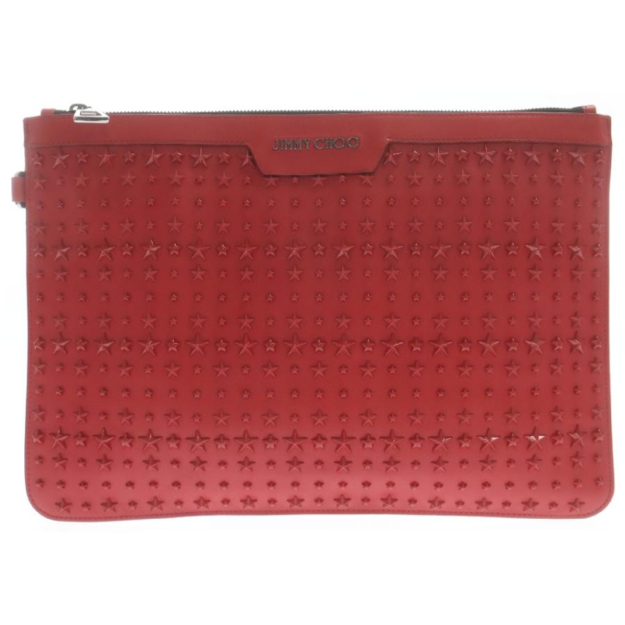 JIMMY CHOO 赤 スタッズ クラッチバッグ