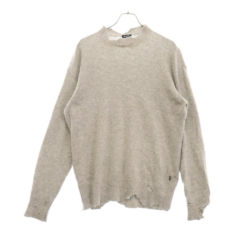 DIESEL ディーゼル ダメージ加工 アルパカニットセーター グレー  