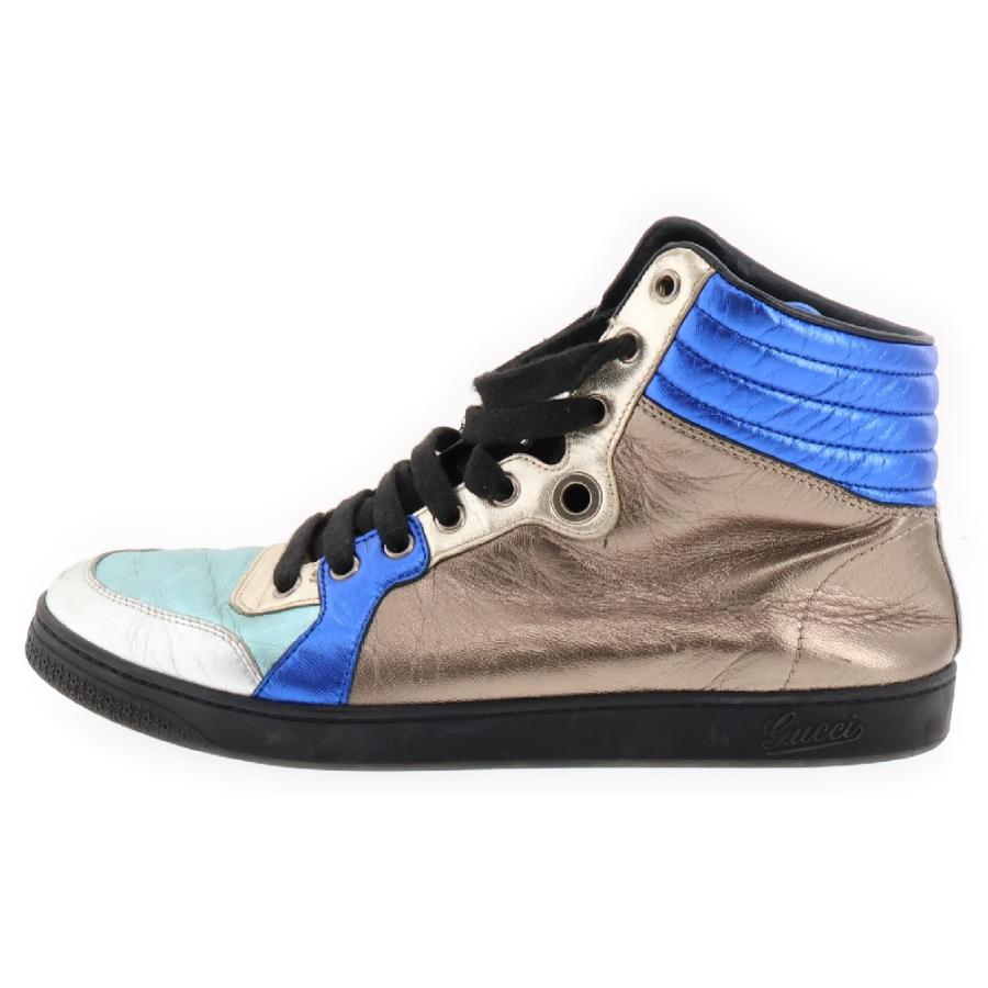 GUCCI グッチ メタリックレザー ハイカットスニーカーシューズ 