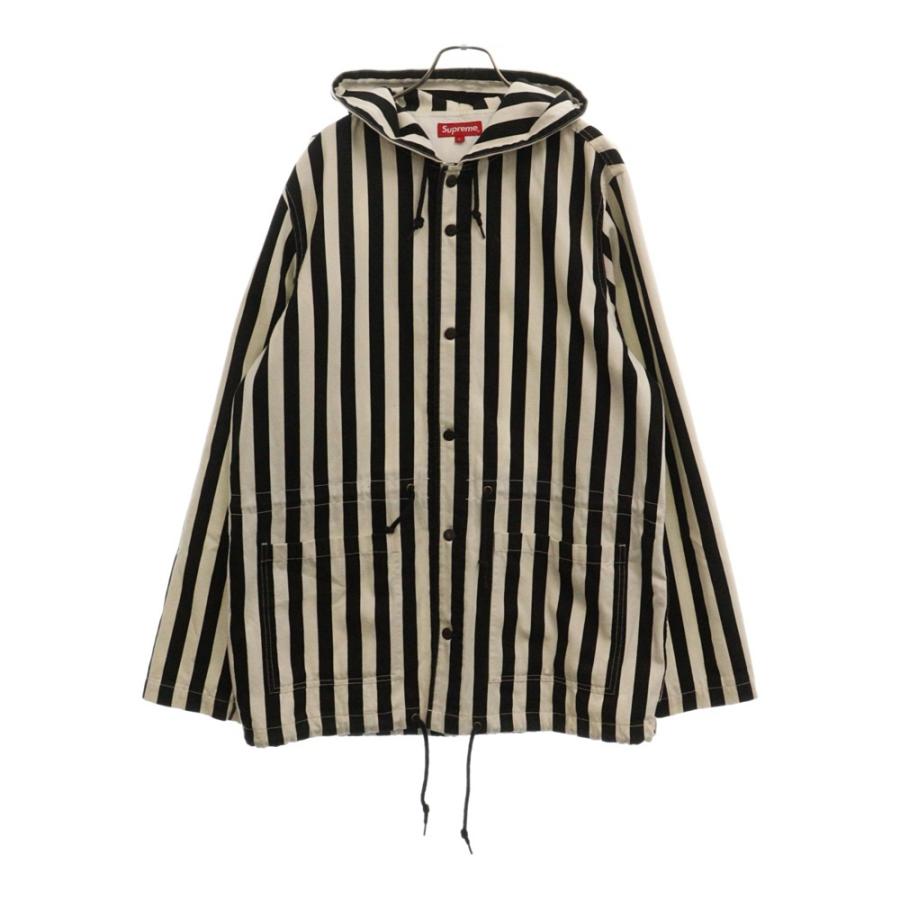 シュプリーム 14SS フーデッド デニム パーカー ストライプ バックロゴ 