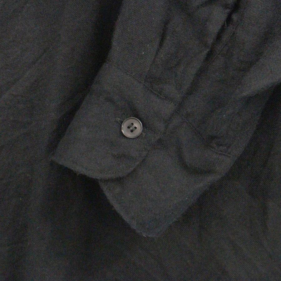 COMOLI（コモリ） 23SS シルクネル スキッパーシャツ ブラック X01