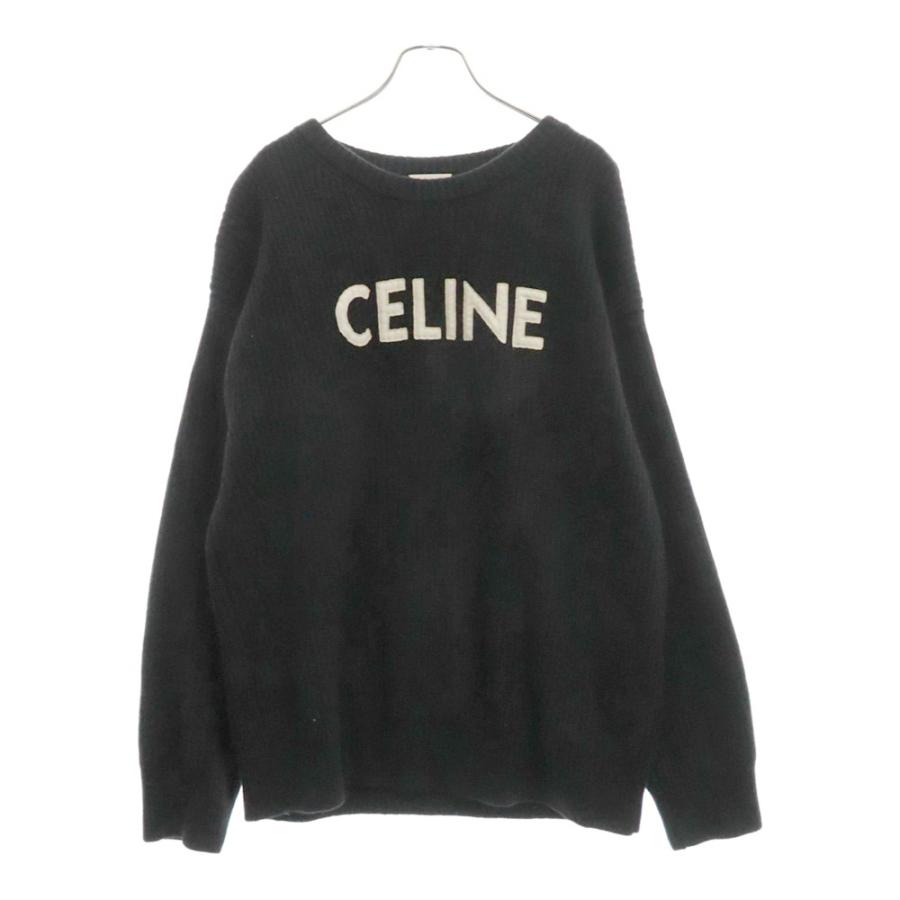 CELINE セリーヌ 21AW 刺繍ロゴ オーバーサイズセーター ニット 黒 CELINE（セリーヌ） 21AW Oversized Celine Sweater In Ribbed Wool