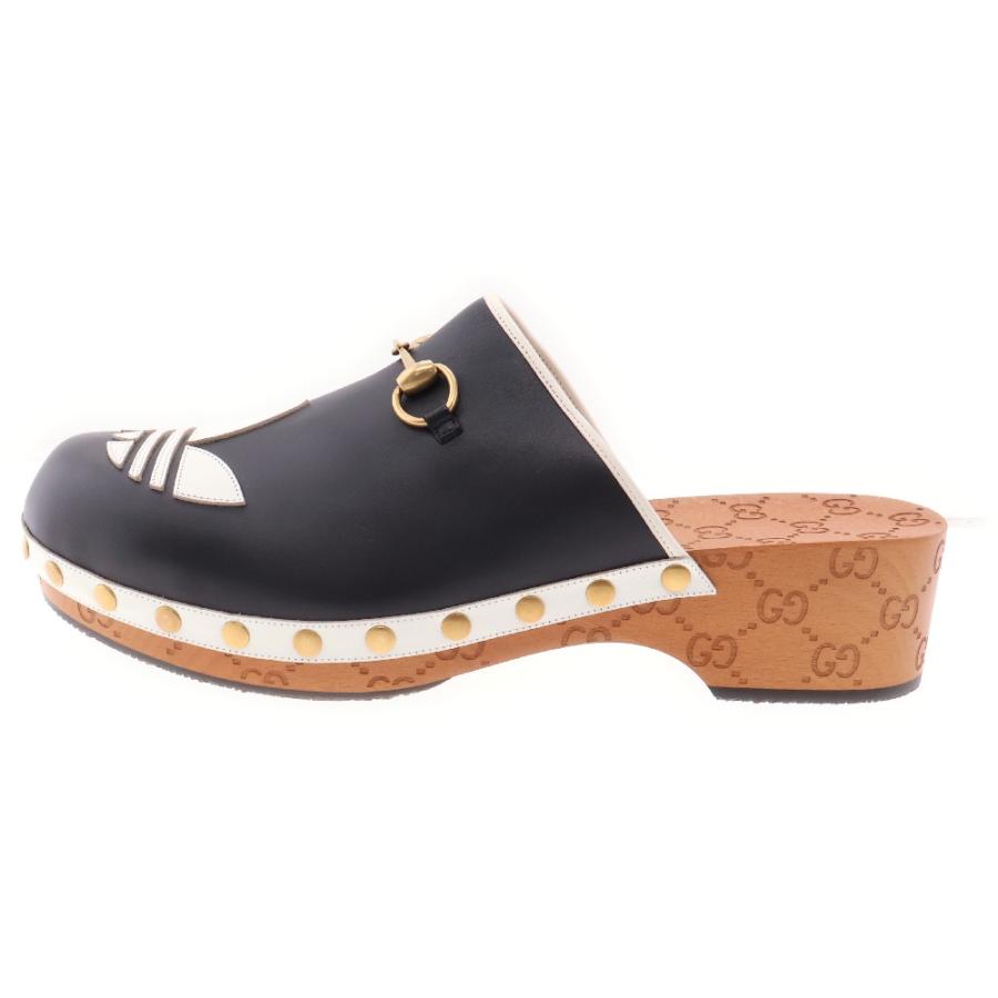 【新品未使用】グッチ　アディダス 702252 クロッグレザー フロントロゴ GUCCI グッチ ×adidas ホースビットレザークロッグシューズ アディダス