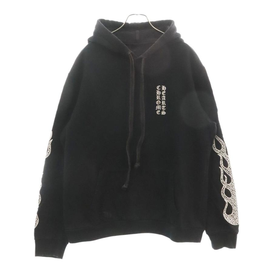 CHROME HEARTS クロムハーツ Arm Flame Pullover Hoodie アームフレイム CHプラス スウェット プルオーバーパーカー ブラック CHROME HEARTS（クロムハーツ） Arm Flame Pullover Hoodie アーム