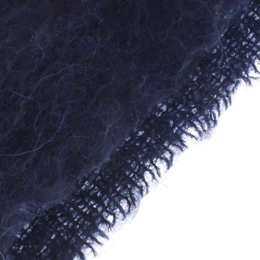 MARNI（マルニ） アルパカ フリンジ ロゴ マフラー ストール ネイビー