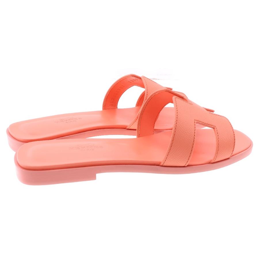HERMES エルメス Orandals オラン Hロゴ レザー サンダル ピンク  