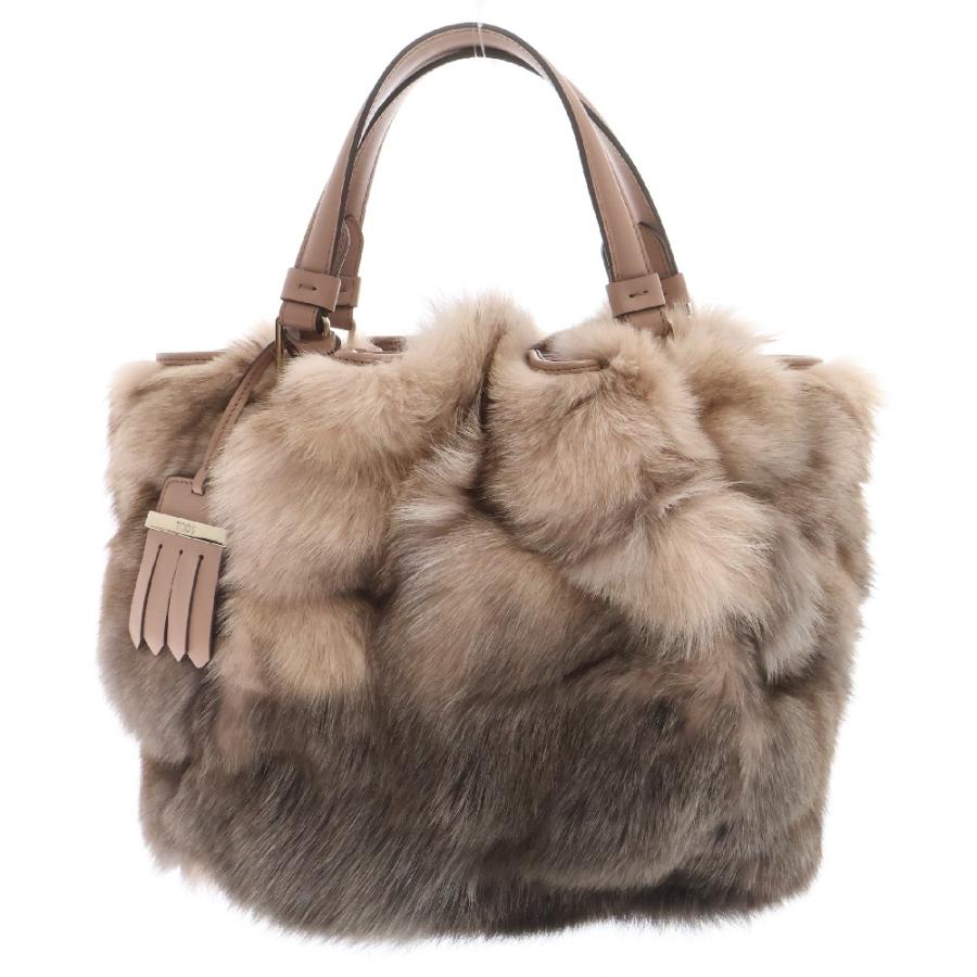 TOD'S（トッズ） カーフスキン レザー リアルファー 2WAY ハンドバッグ