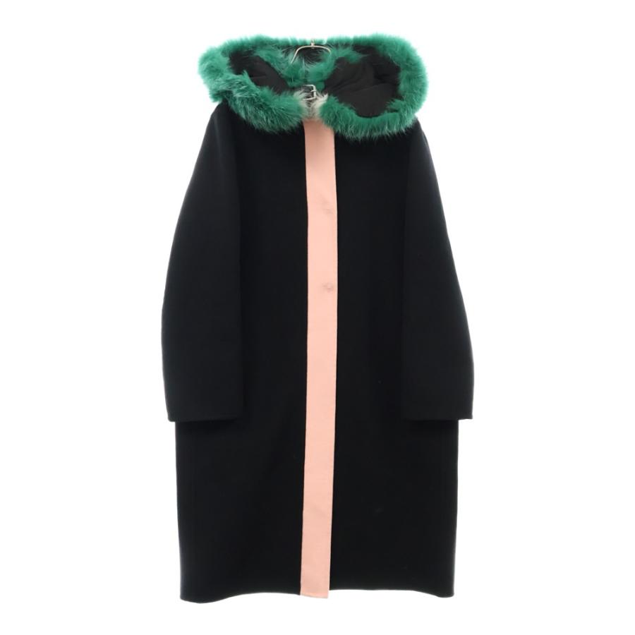 【新品】希少 FENDI フェンディ ロング コート ブラック 裏地 イエロー FENDI ヴィンテージコート ☆FENDI ロングコート