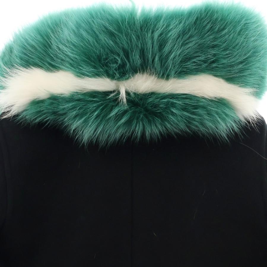 FENDI（フェンディ） カラー ウール ロングコート ブラック/グリーン