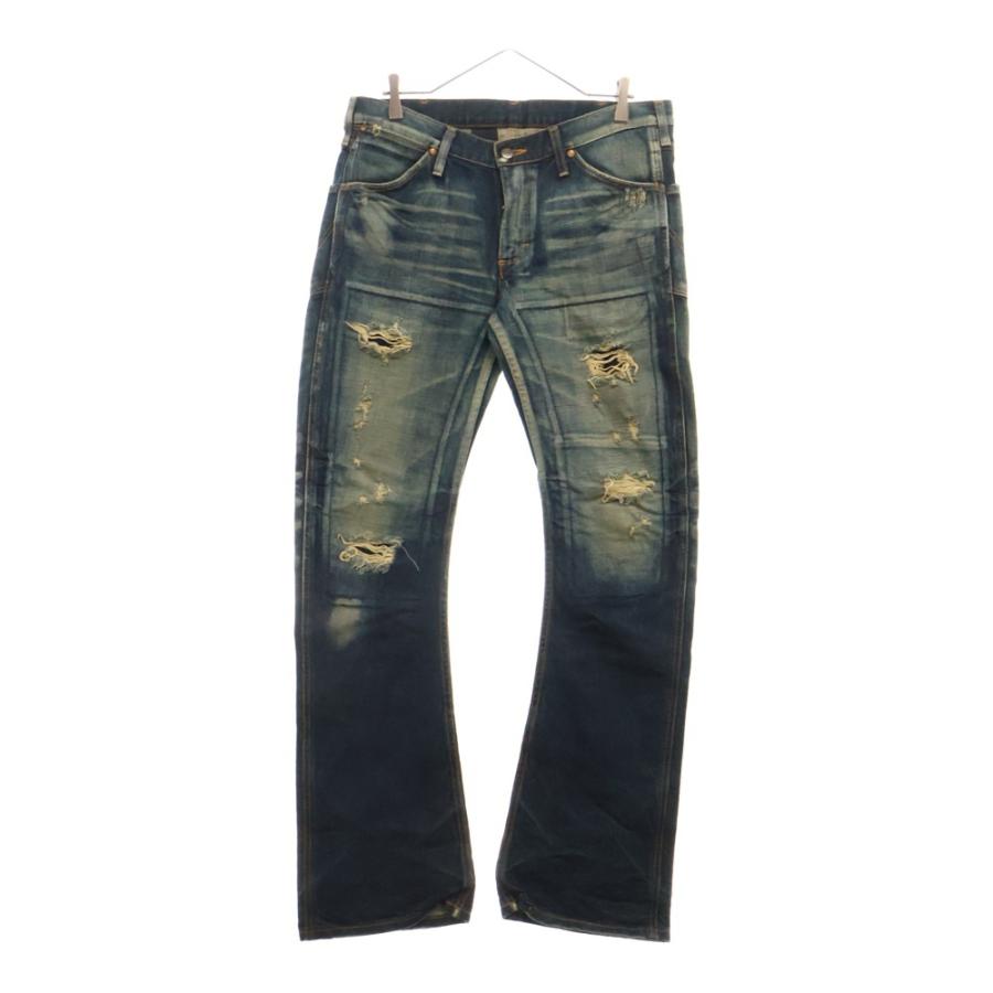 AKM エーケーエム ×Wrangler ラングラー ブーツカット ダメージ デニム