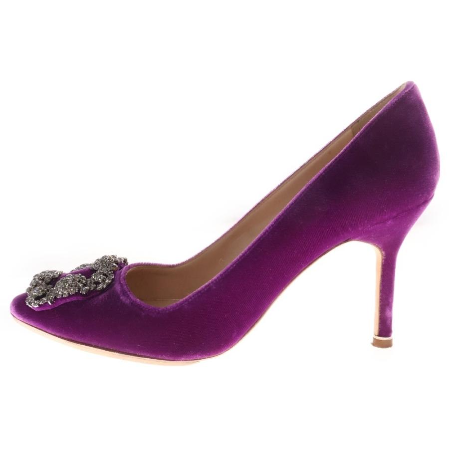 箱付き マノロブラニク ハンギシ ベルベット フラットパンプス