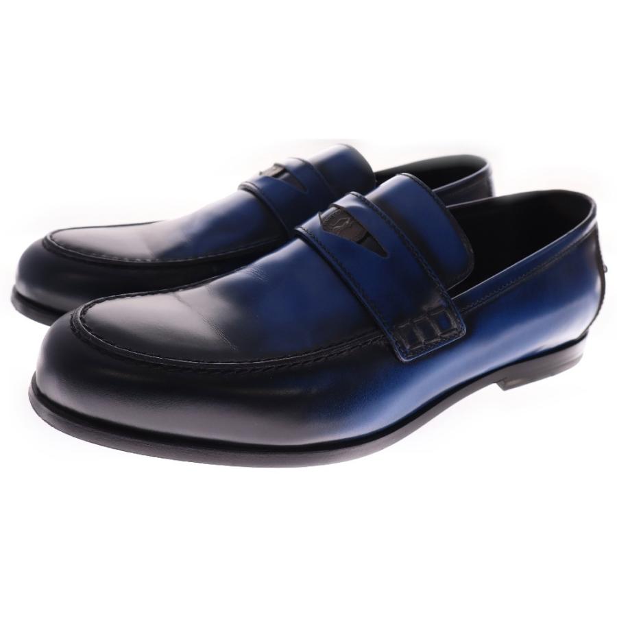 JIMMY CHOO ブラック/ブルー ローファー JIMMY CHOO（ジミーチュウ） DARBLAY SEA BLUE レザー ペニー