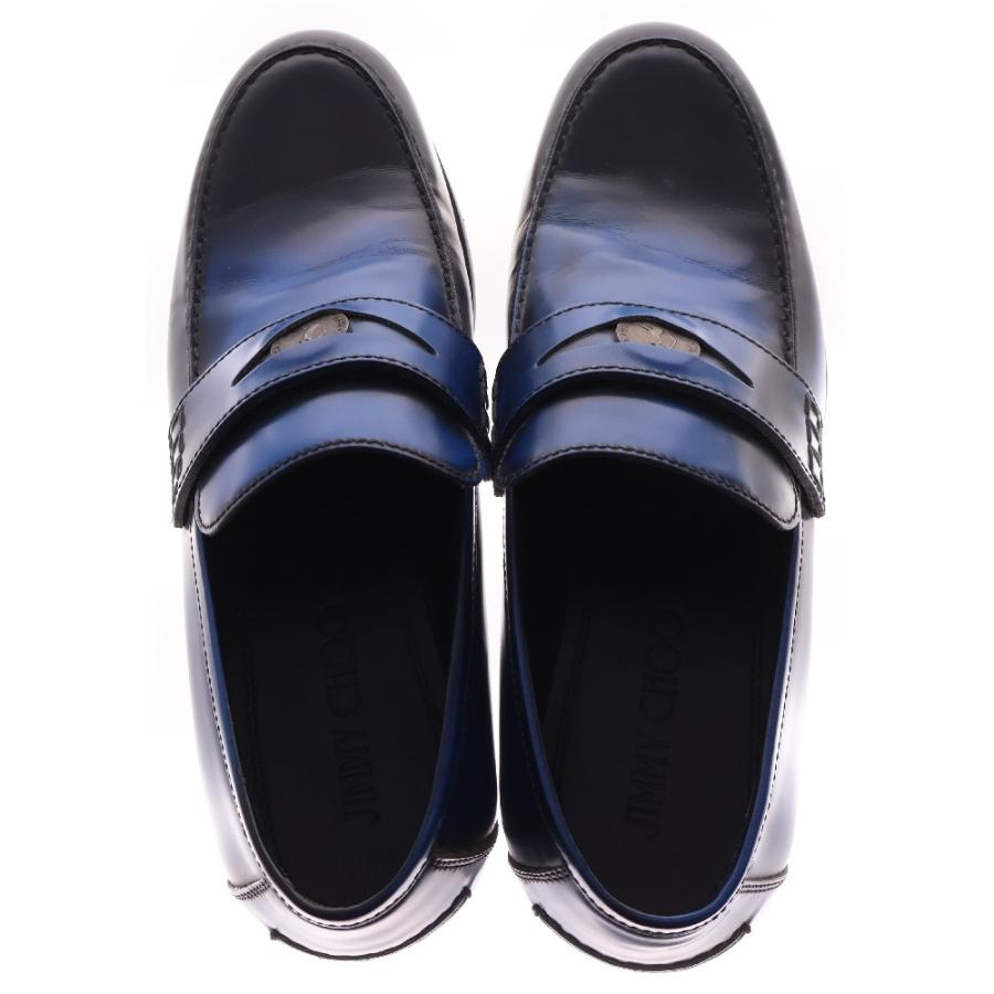 JIMMY CHOO ブラック/ブルー ローファー JIMMY CHOO（ジミーチュウ） DARBLAY SEA BLUE レザー ペニー
