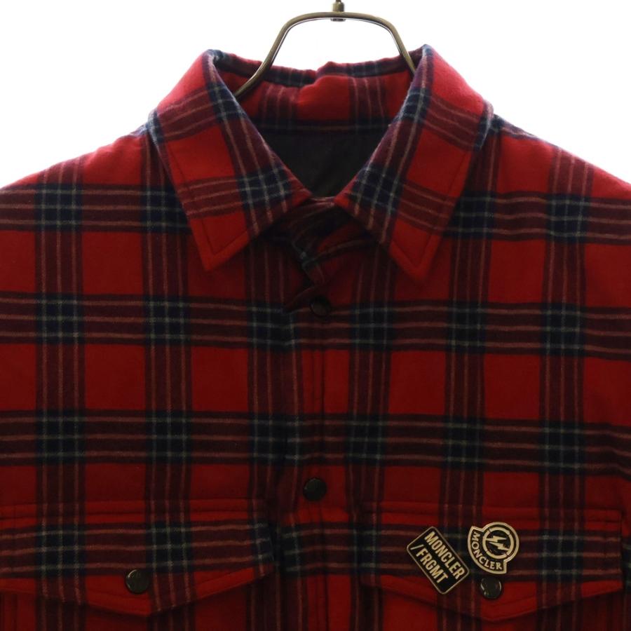 MONCLER FRAGMENT 赤 チェック柄 ダウンジャケット