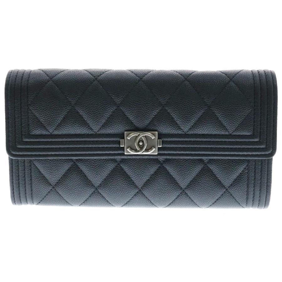 CHANEL シャネル ボーイシャネル ココマーク キャビアスキン ラウンド  