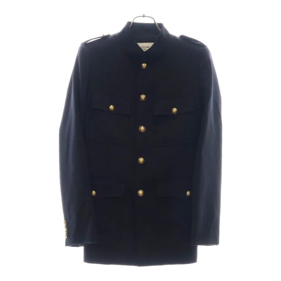 セリーヌ、ジャケットフランス製 CELINE（セリーヌ） ウールオフィサーサファリジャケットブルゾン