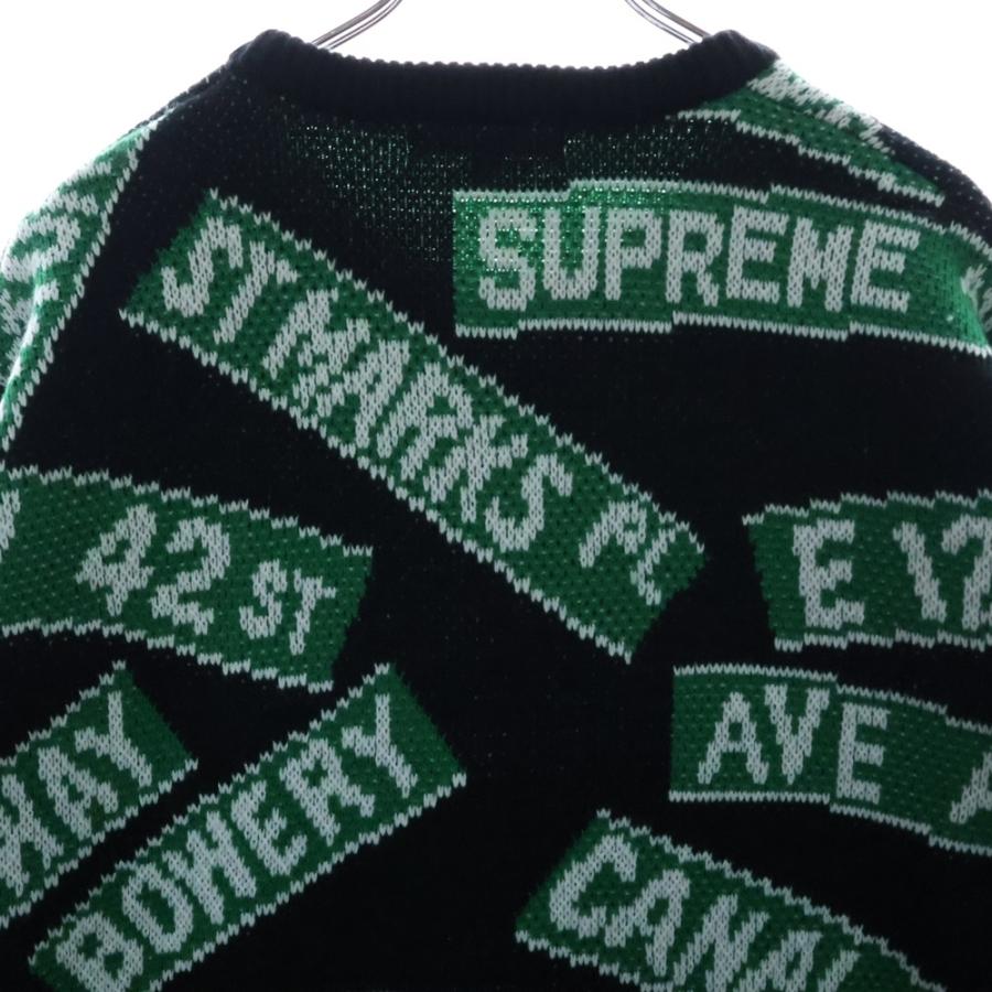 美品SupremeライムカラーロゴニットS Supreme（シュプリーム） 21SS Street Signs Sweater ストリートサイン