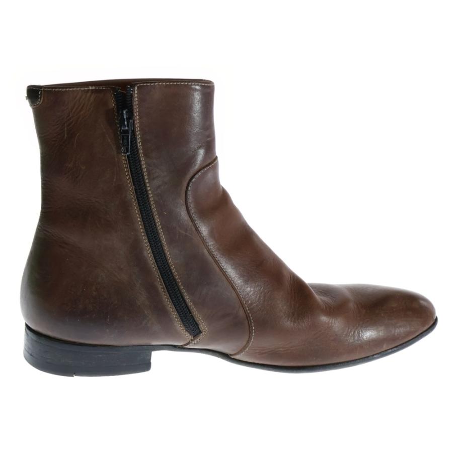 Maison Margiela 22 ブラウン ロング厚底 レザーブーツ Maison Margiela 22 メゾンマルジェラ サイドジップ レザー ブーツ