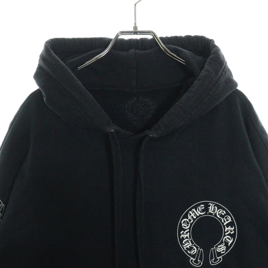 CHROME HEARTS クロムハーツ STENCIL HOODIE スリーブマルチロゴ ステンシル ホースシュープリント スウェット プルオーバーパーカー ブラック CHROME HEARTS（クロムハーツ） STENCIL HOODIE スリーブマルチロゴ