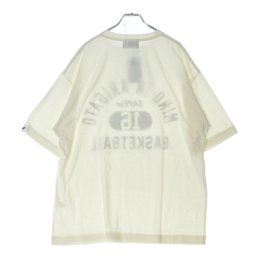 SAPEUR ホワイト Tシャツ SAPEur サプール フロントロゴプリント クルーネック半袖Tシャツ