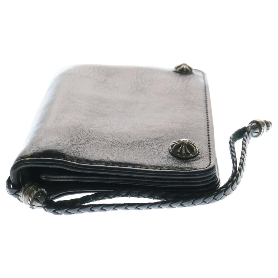 【難有り】クロムハーツ 2-ZIP STRAP/2ジップ レザーウォレット クロムハーツ2ジップウォレットクロスボタンwithストラップブラック