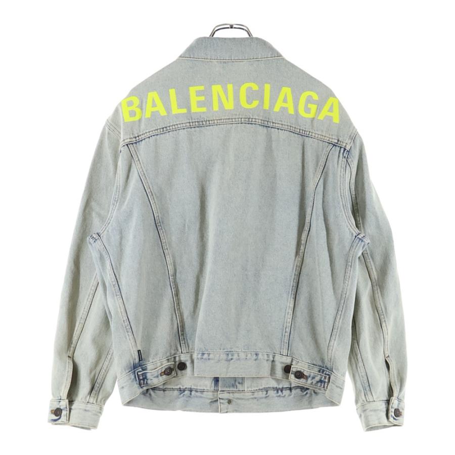 BALENCIAGA バレンシアガ ジャケット インディゴ サイズ:1 | 24AW ヴィンテージ加工 デニム トラッカー ジャケット (681690 TRW55) | UNISEX | アウター ブルゾン 上着【メンズ】【K4561】 BALENCIAGA（バレンシアガ） Back Logo Crush Denim Jacket バックロゴ