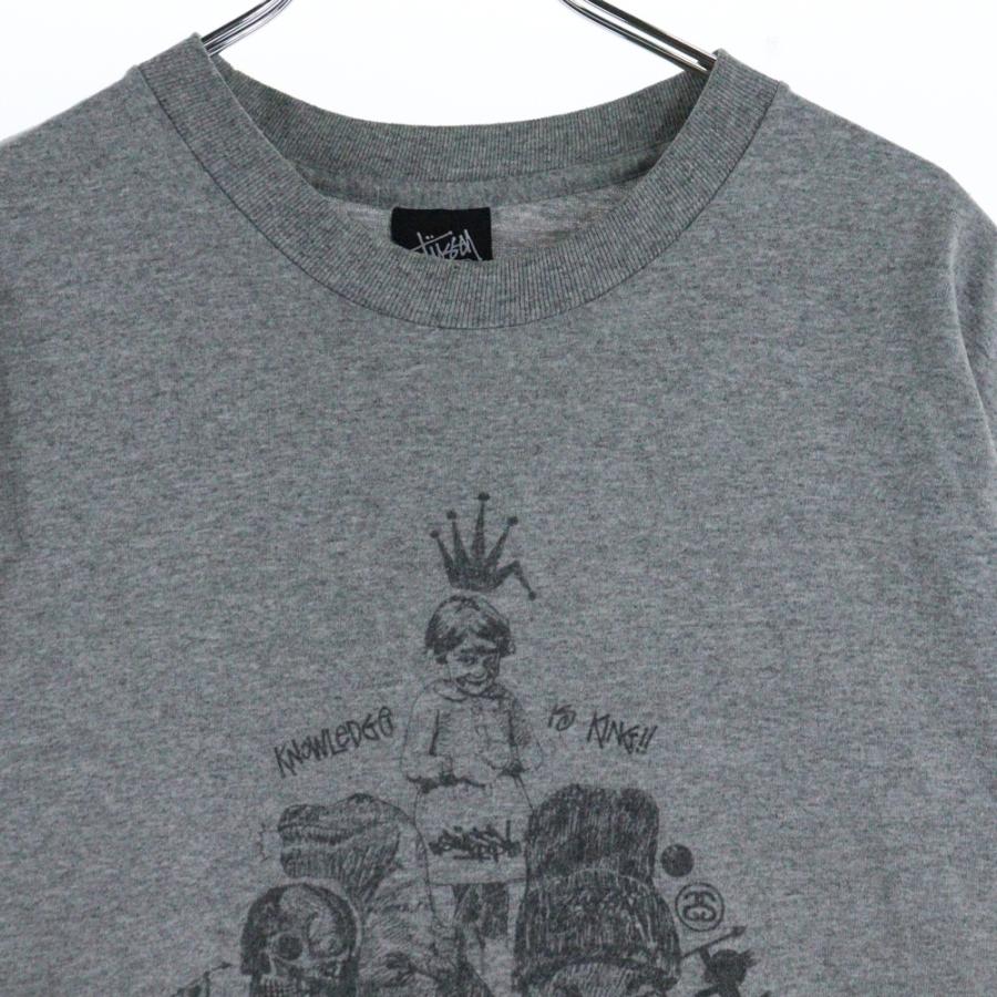Stussy グレー Tシャツ KNOWNGE IS KING!! 80s