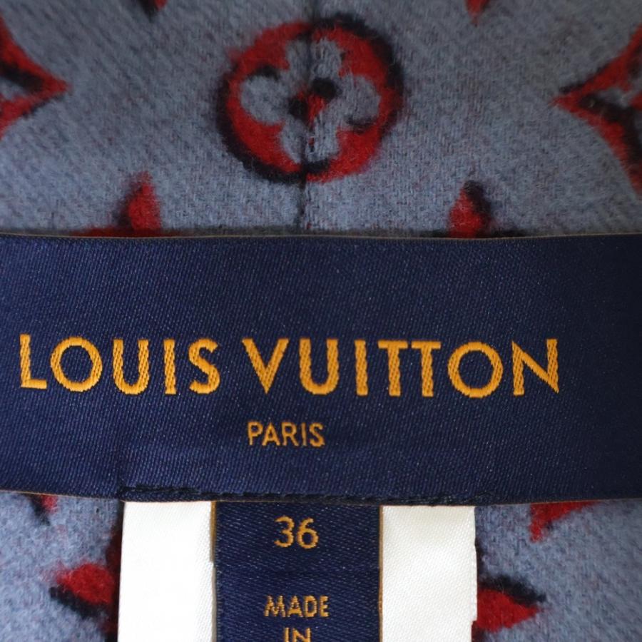 新品 ルイ•ヴィトン モノグラム ウール ジップスカート ネイビー LOUIS VUITTON（ルイ・ヴィトン） 23AW 裏地モノグラム ウール