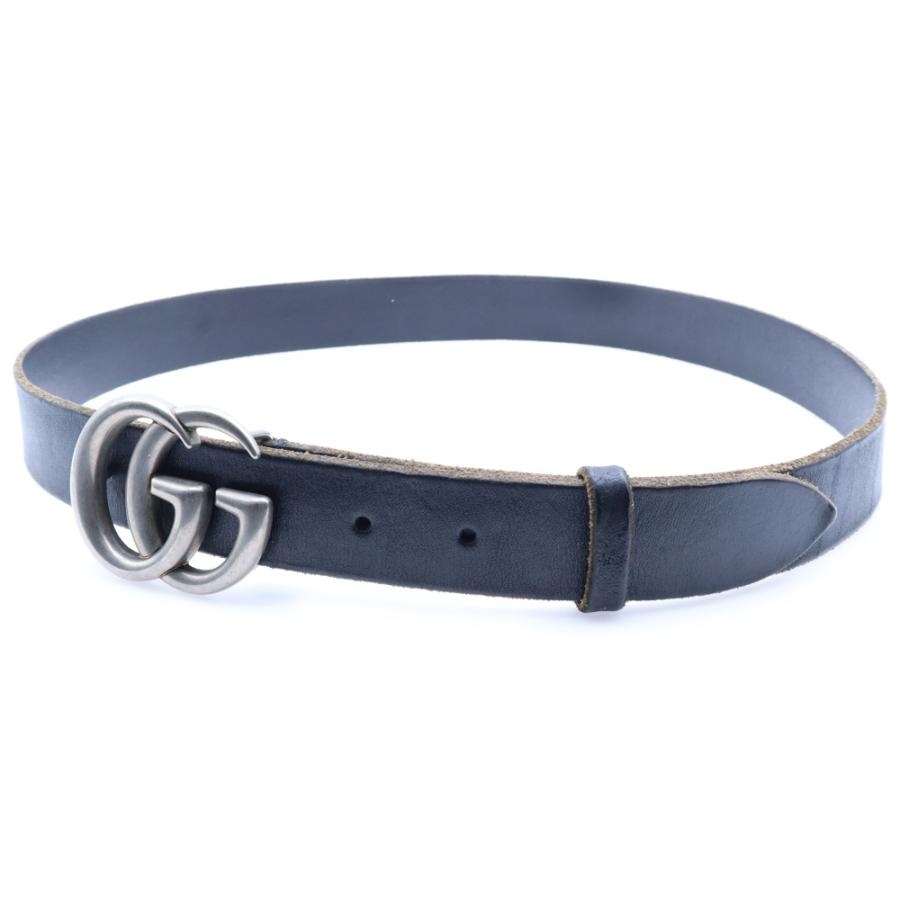 GUCCI（グッチ） GGマーモント ロゴバックル レザーベルト ブラック