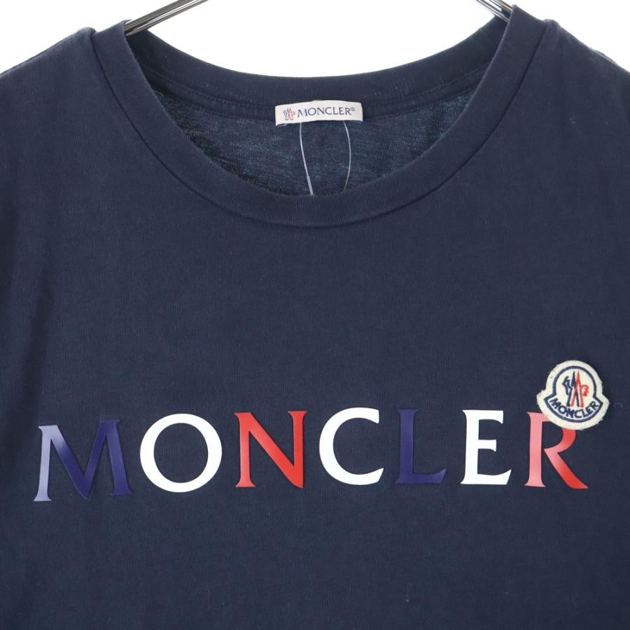 正規品　新品モンクレール　ロゴ入りカットソー　ネイビー MONCLER（モンクレール） 22SS フロントマルチロゴ クルーネック半袖T