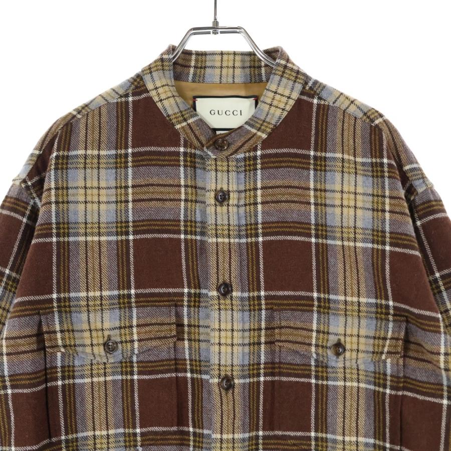GUCCI（グッチ） Wool Checked L/S Shirt ウール チェック スタンド