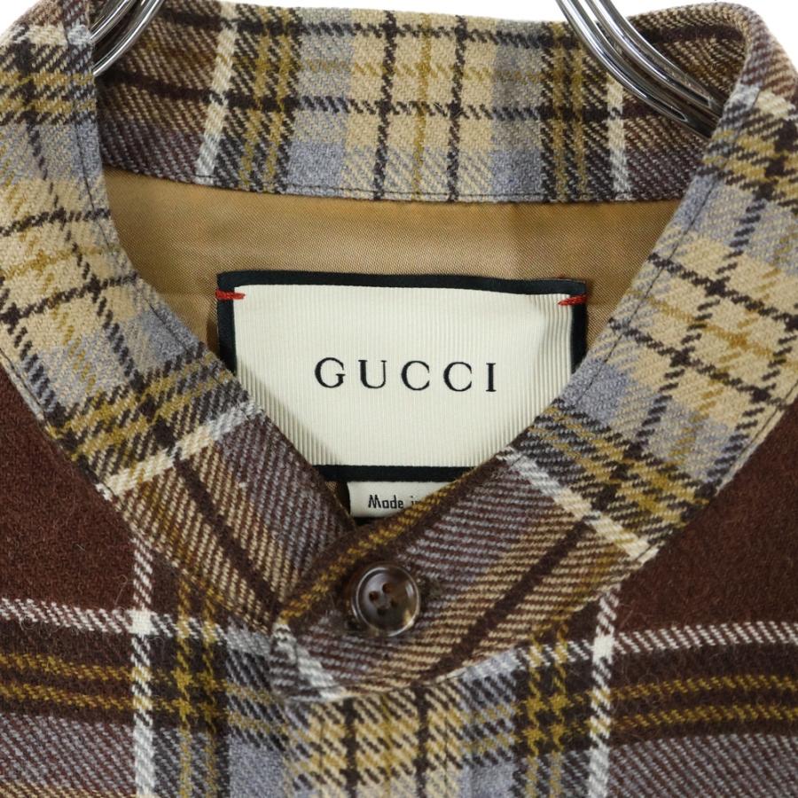 GUCCI（グッチ） Wool Checked L/S Shirt ウール チェック スタンド